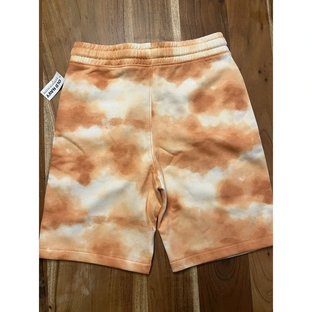 Old Navy Boys Fleece Jogger Shorts Orange Tie Dye Size L 10-12 NWT